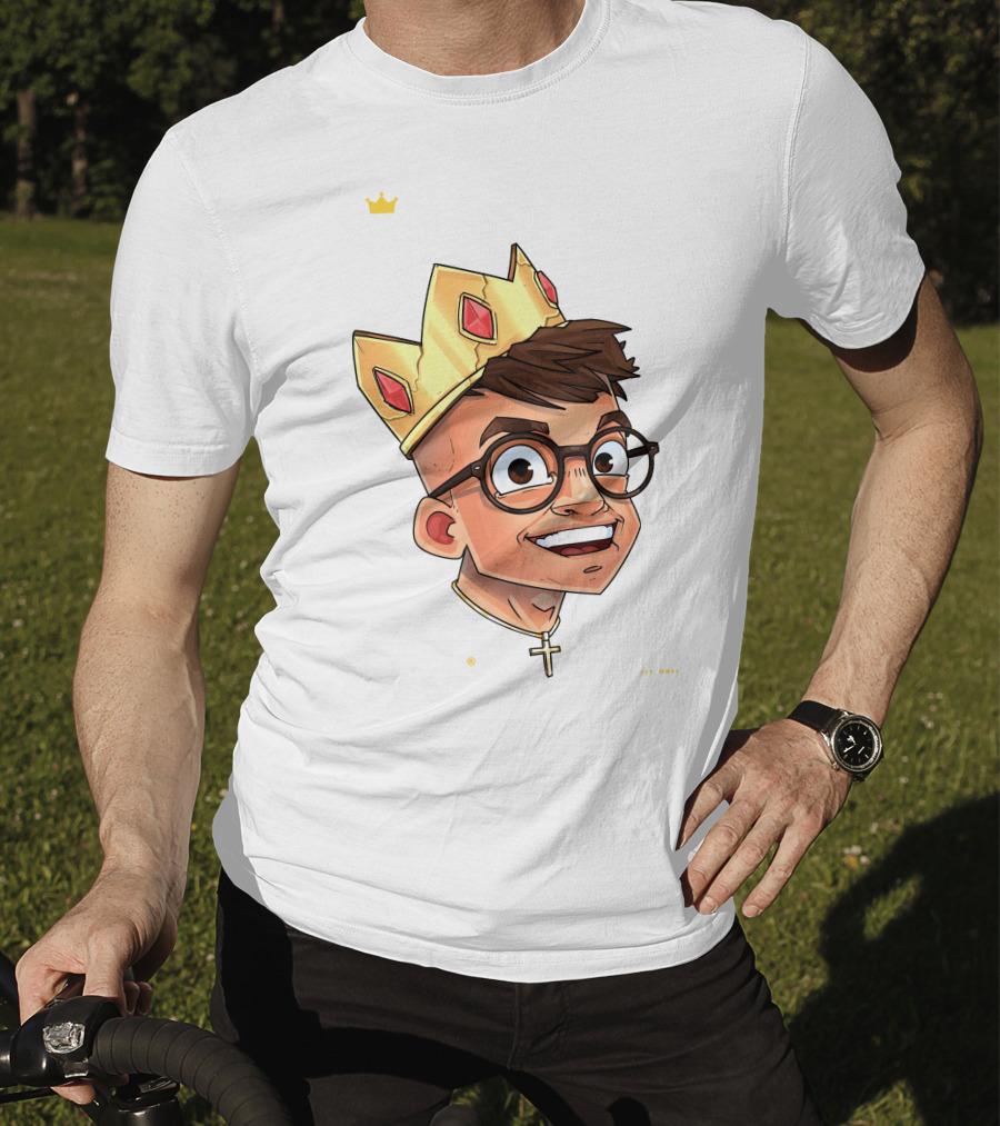 Joe Woe Thirt Crowned Cartoon With Glasses And Cross Necklace T-Shirt