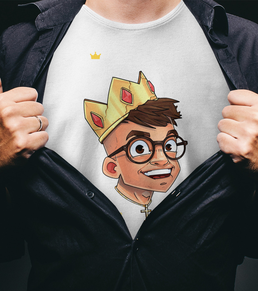 Joe Woe Thirt Crowned Cartoon With Glasses And Cross Necklace T-Shirt