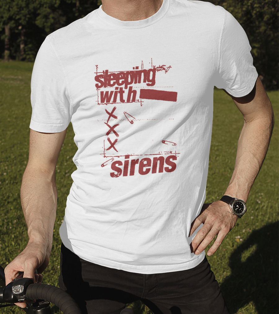Sleeping With Sirens Merch Xxx Safety Pins Edgy Collage T-Shirt