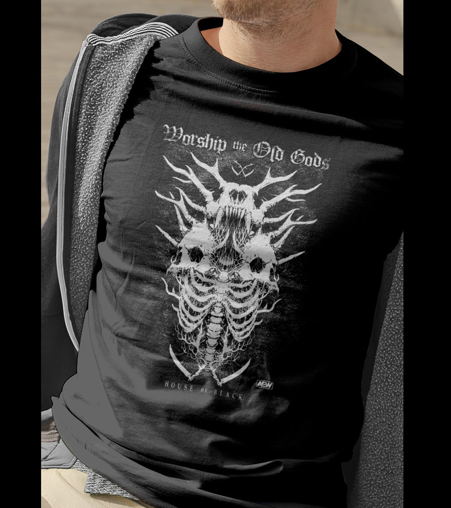 Worship The Old Gods House Of Black AEW Skeleton T-Shirt