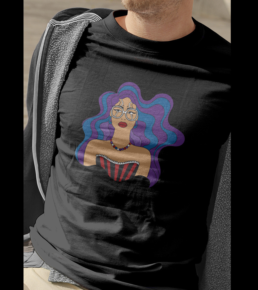 Milagros Merch Bold Glasses Vibrant Hair T-Shirt