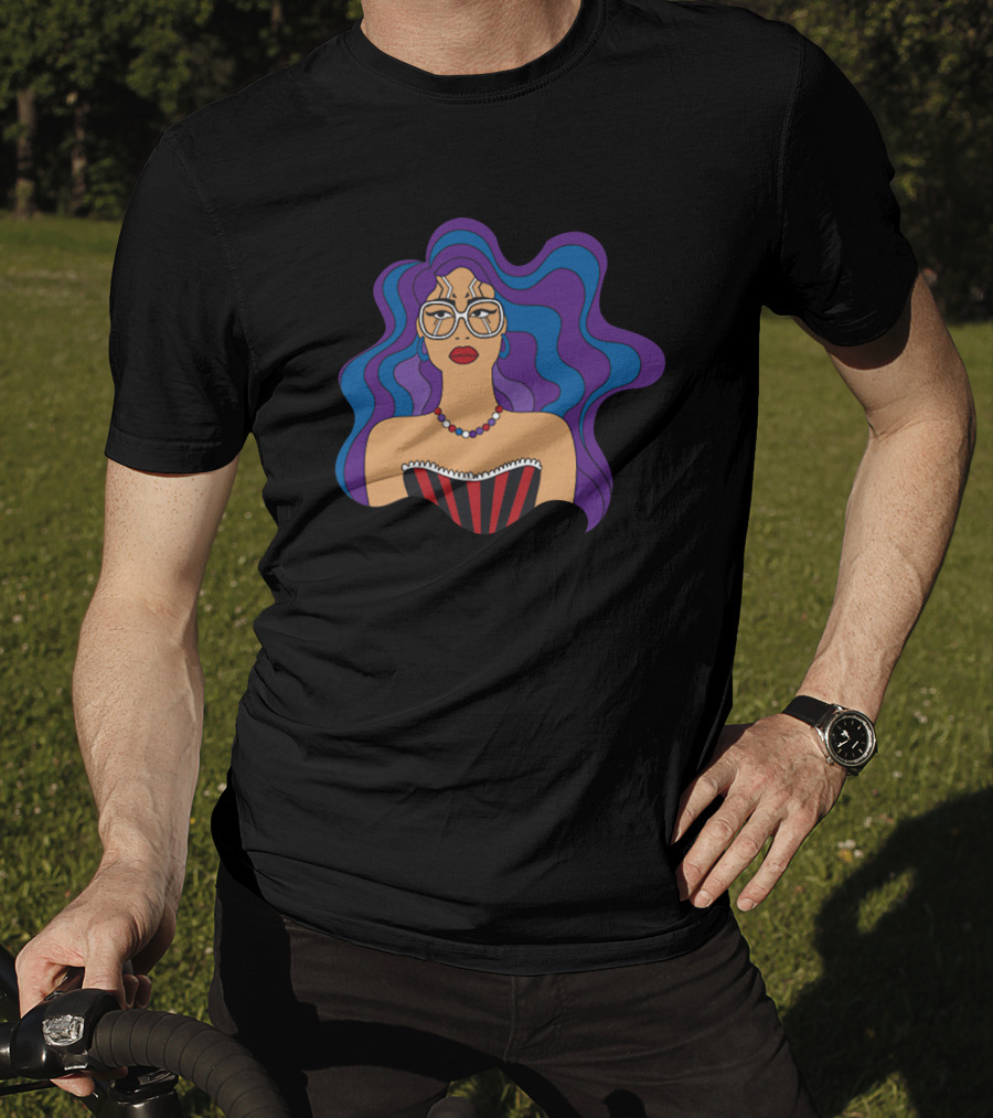 Milagros Merch Bold Glasses Vibrant Hair T-Shirt