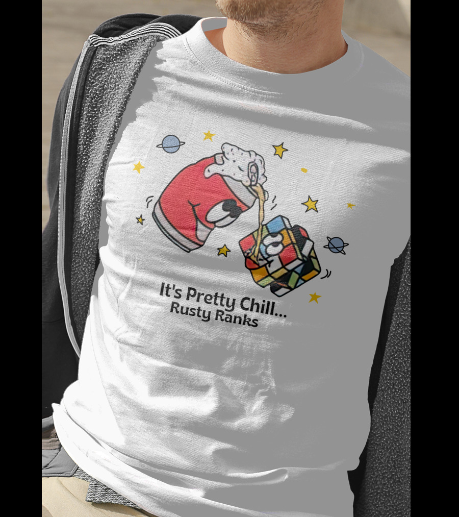 It's Pretty Chill Rusty Ranks Friday Beers Merch Rubik's Cube Planets Stars T-Shirt