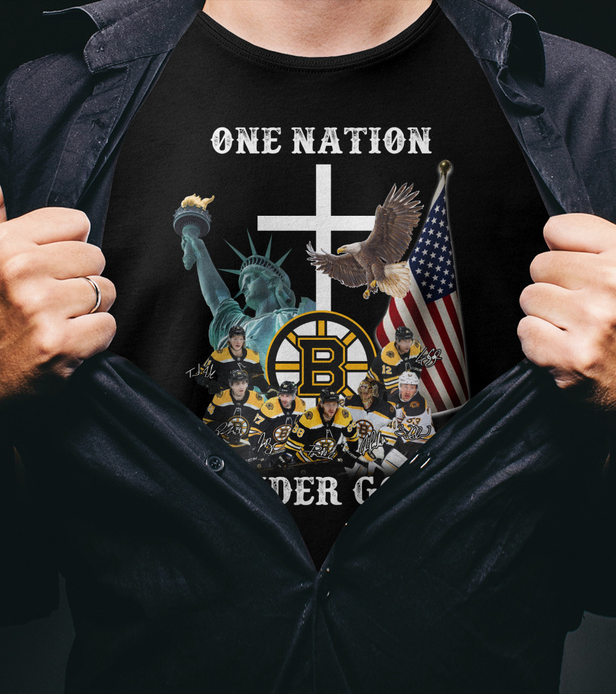 One Nation Under God Boston Hockey Spirit T-Shirt