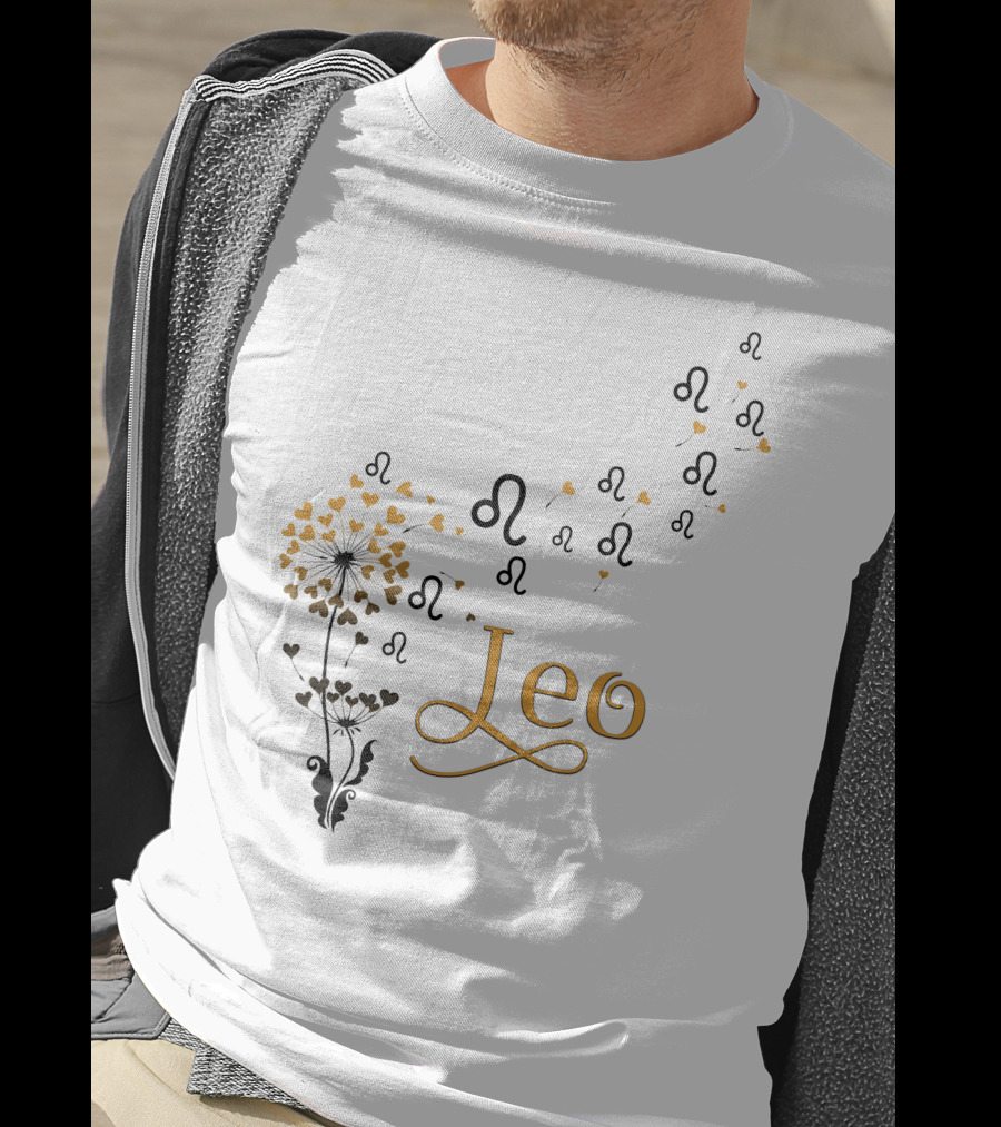 Leo Zodiac Symbol Dandelion Blossoms T-Shirt