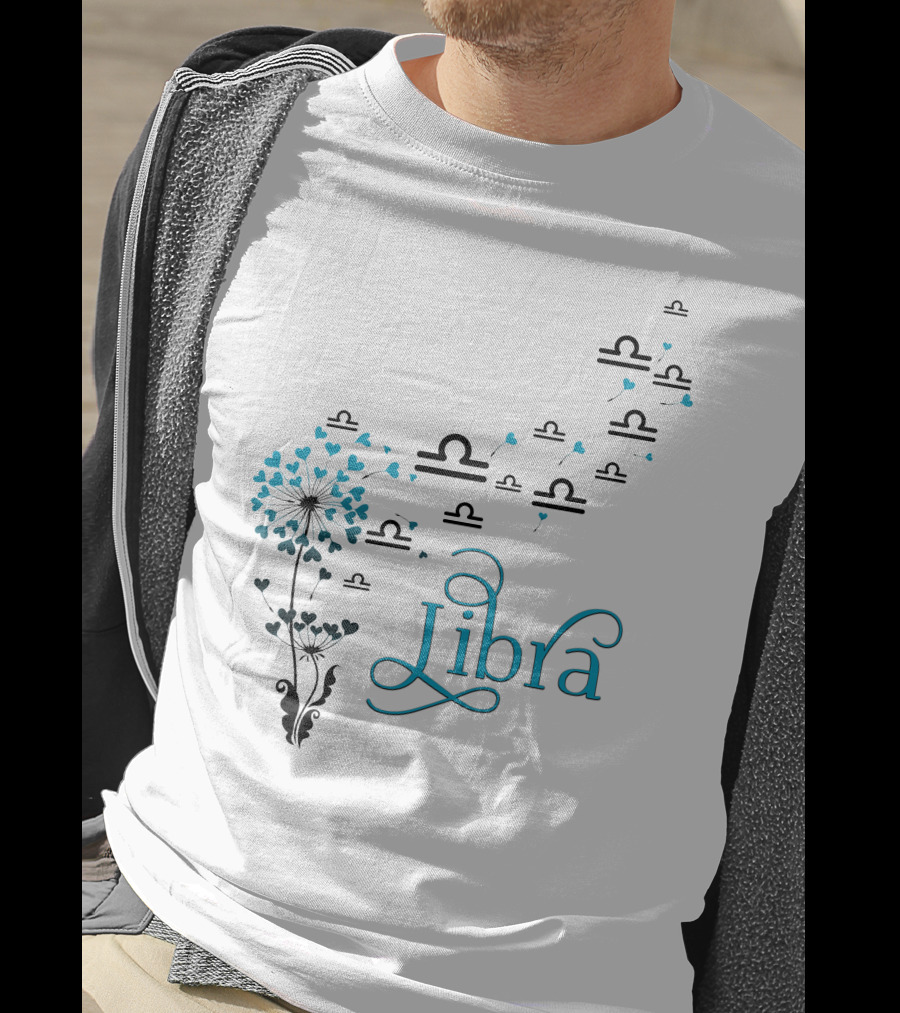 Libra Bloom Zodiac Symbol Hearts T-Shirt