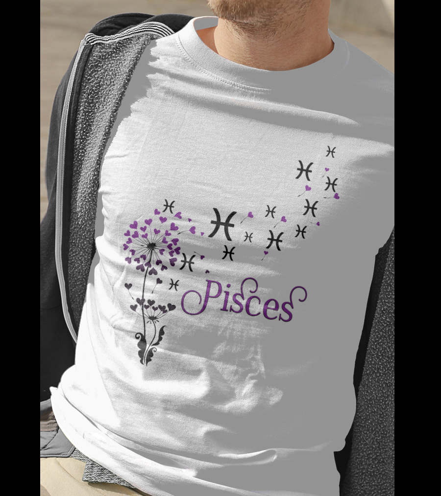 Pisces Symbol With Heart Dandelion T-Shirt