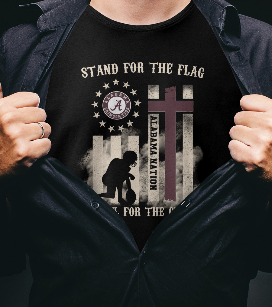 Stand For The Flag Kneel For The Cross Alabama Nation Crimson Tide T-Shirt