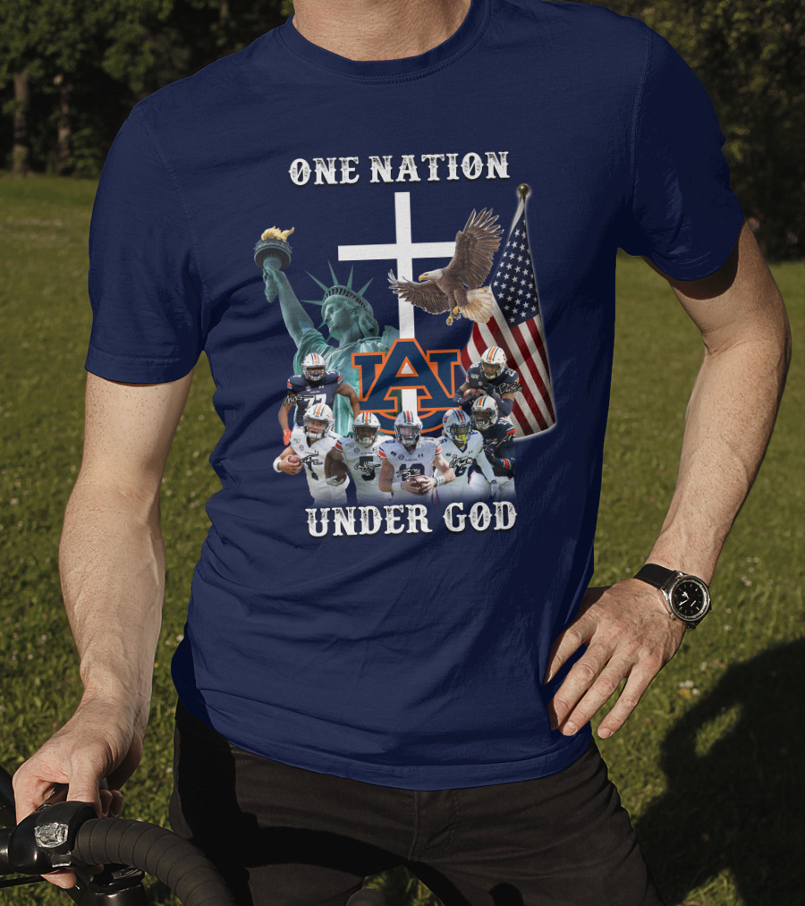 One Nation Under God AU Team With Liberty Cross And Flag T-Shirt