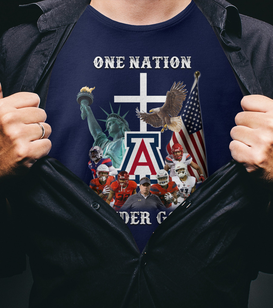One Nation Under God Coach With Statue Of Liberty, Flag, Eagle, And Football Players T-Shirt