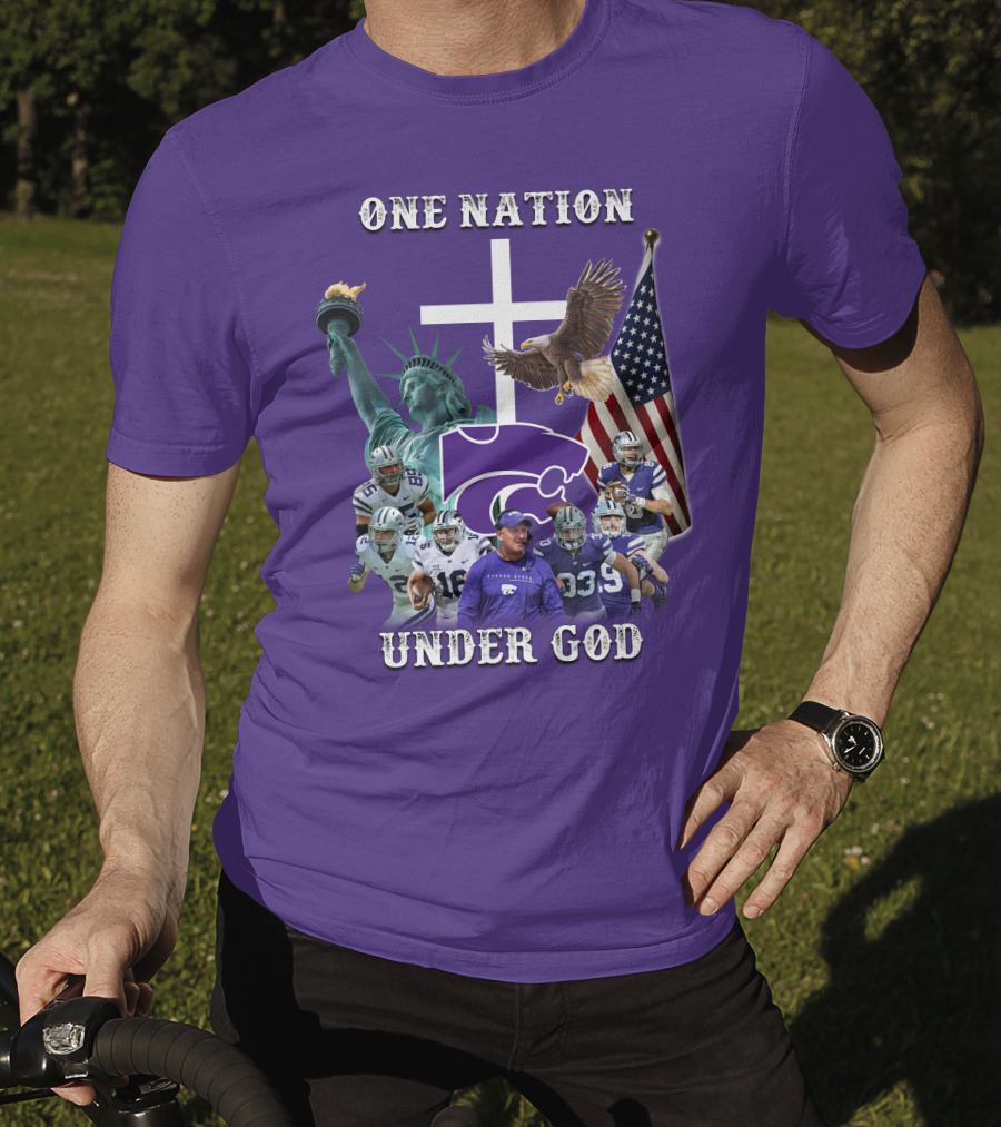 KSW Nation One Nation Under God Statue Of Liberty Cross American Flag Eagle Football T-Shirt