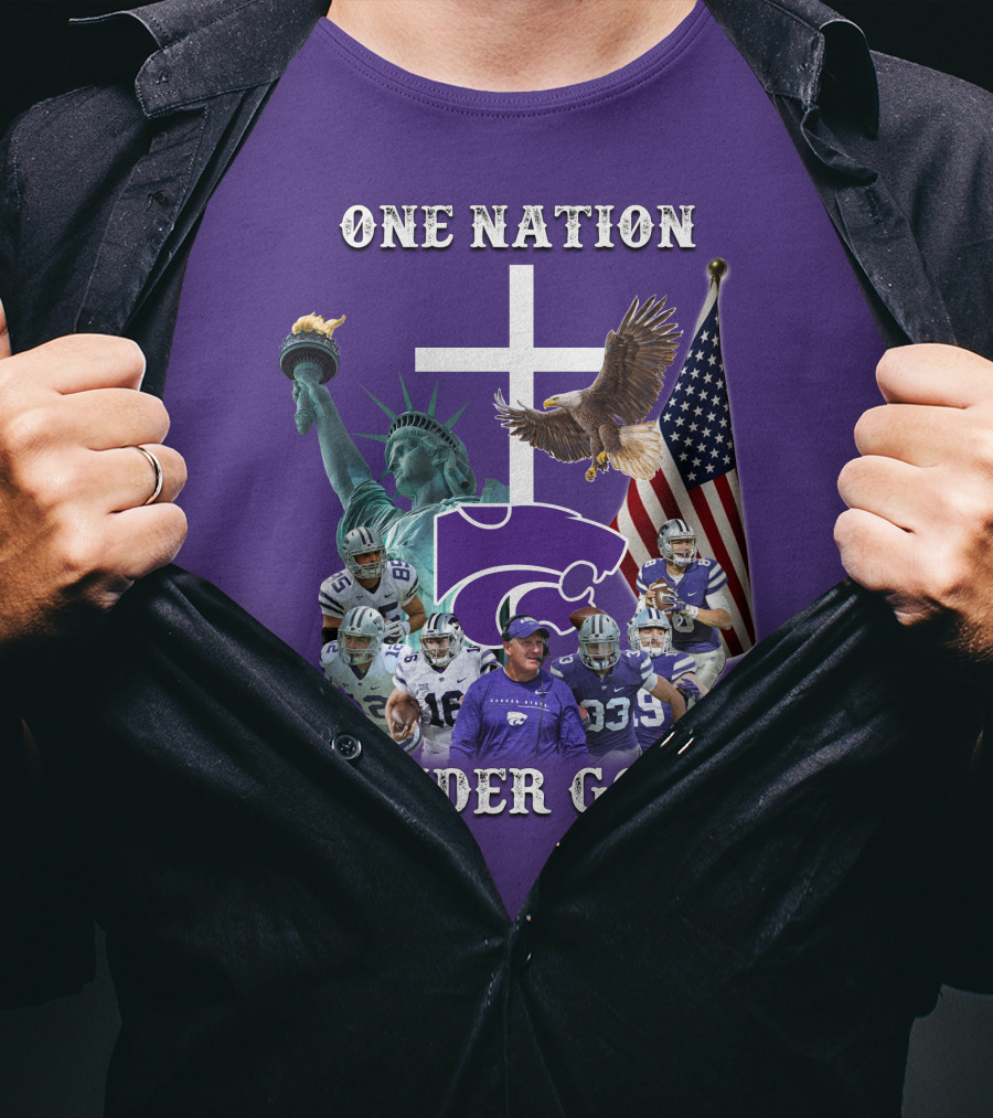KSW Nation One Nation Under God Statue Of Liberty Cross American Flag Eagle Football T-Shirt