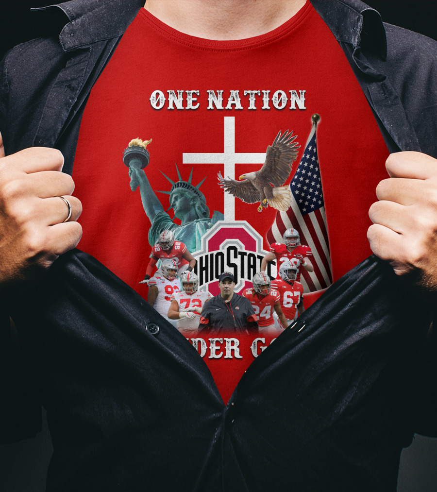 Ohio State Buckeyes One Nation Under God Coach And Players With American Symbols T-Shirt