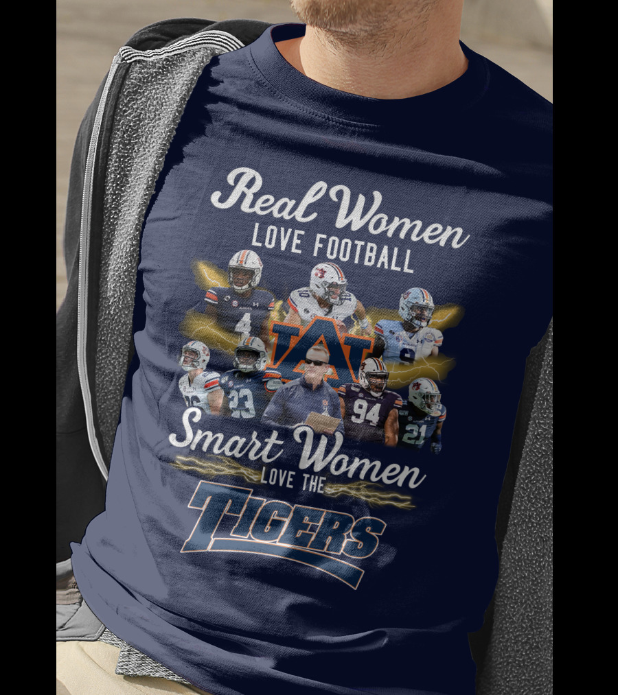 Real Women Love Football Smart Women Love The Auburn Tigers T-Shirt