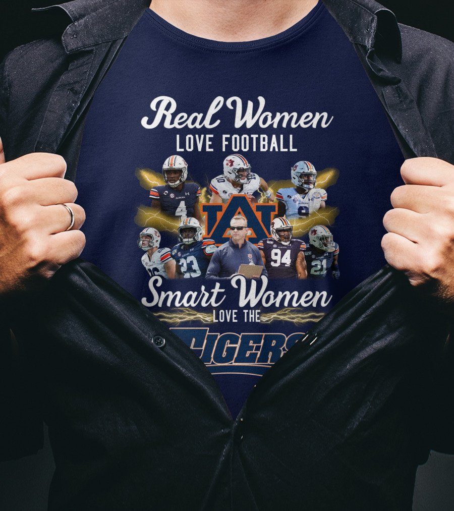 Real Women Love Football Smart Women Love The Auburn Tigers T-Shirt