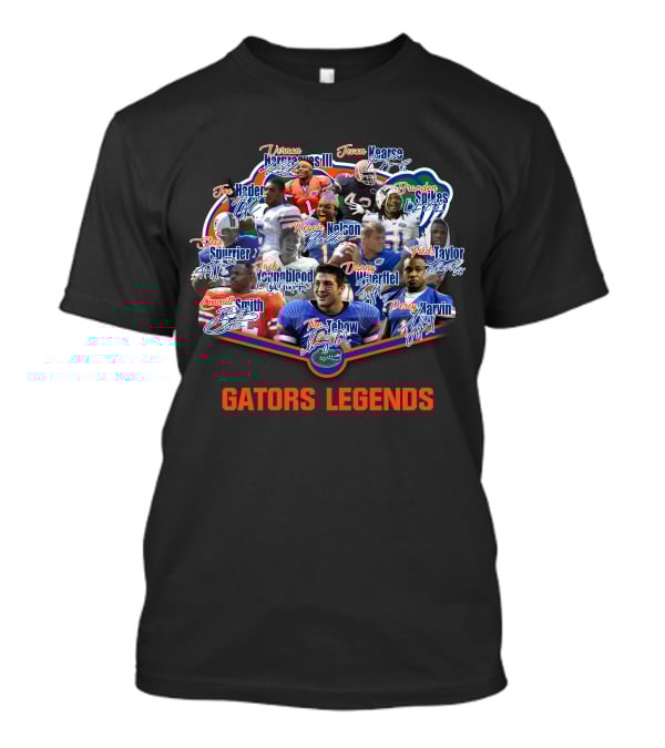Florida Gators Legends Tim Tebow Emmitt Smith Jevon Kearse Percy Harvin Danny Wuerffel T-Shirt