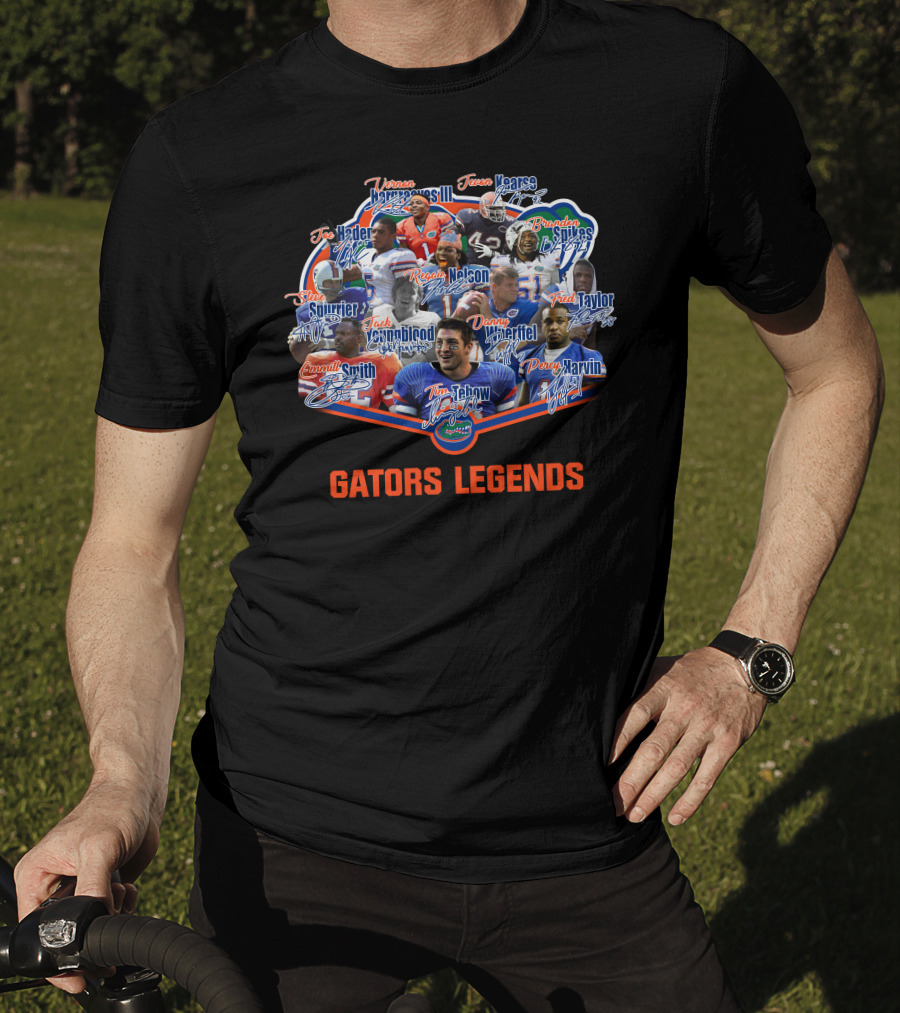 Florida Gators Legends Tim Tebow Emmitt Smith Jevon Kearse Percy Harvin Danny Wuerffel T-Shirt