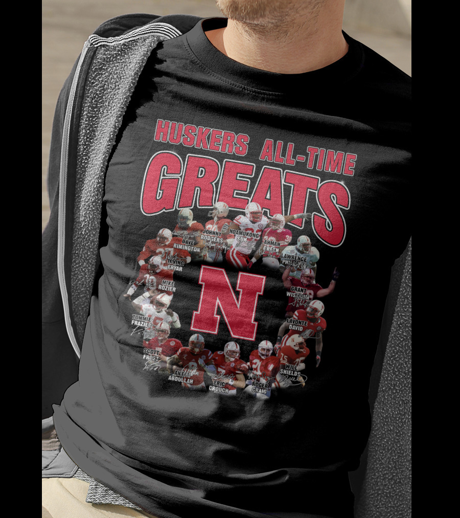 Huskers All-Time Greats Suh Frazier Green Crouch Abdullah Shields Rimington Rozier Wistrom Brothers Fryar Gill David Taylor Dixon T-Shirt