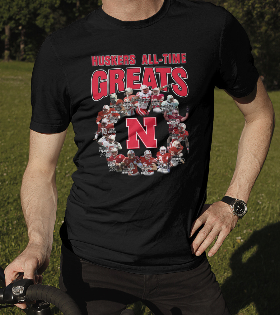 Huskers All-Time Greats Suh Frazier Green Crouch Abdullah Shields Rimington Rozier Wistrom Brothers Fryar Gill David Taylor Dixon T-Shirt