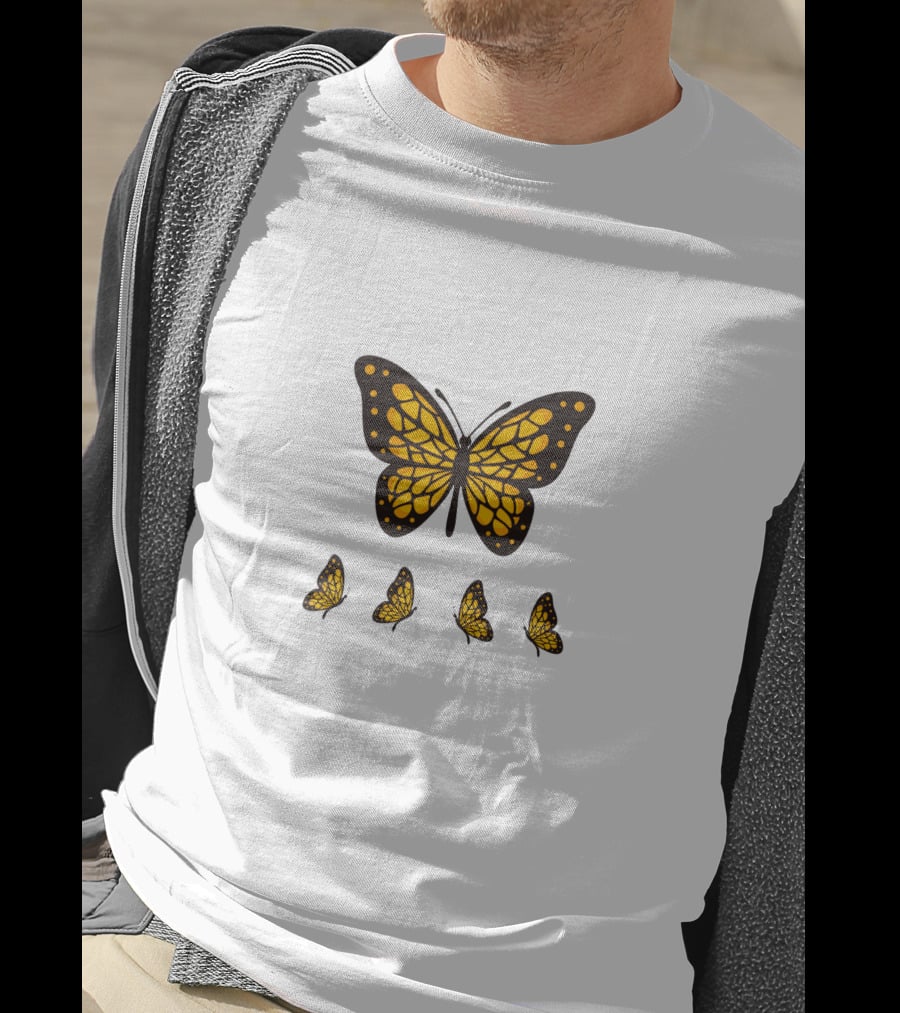 Yellow Butterfly Monarch Design Collection T-Shirt