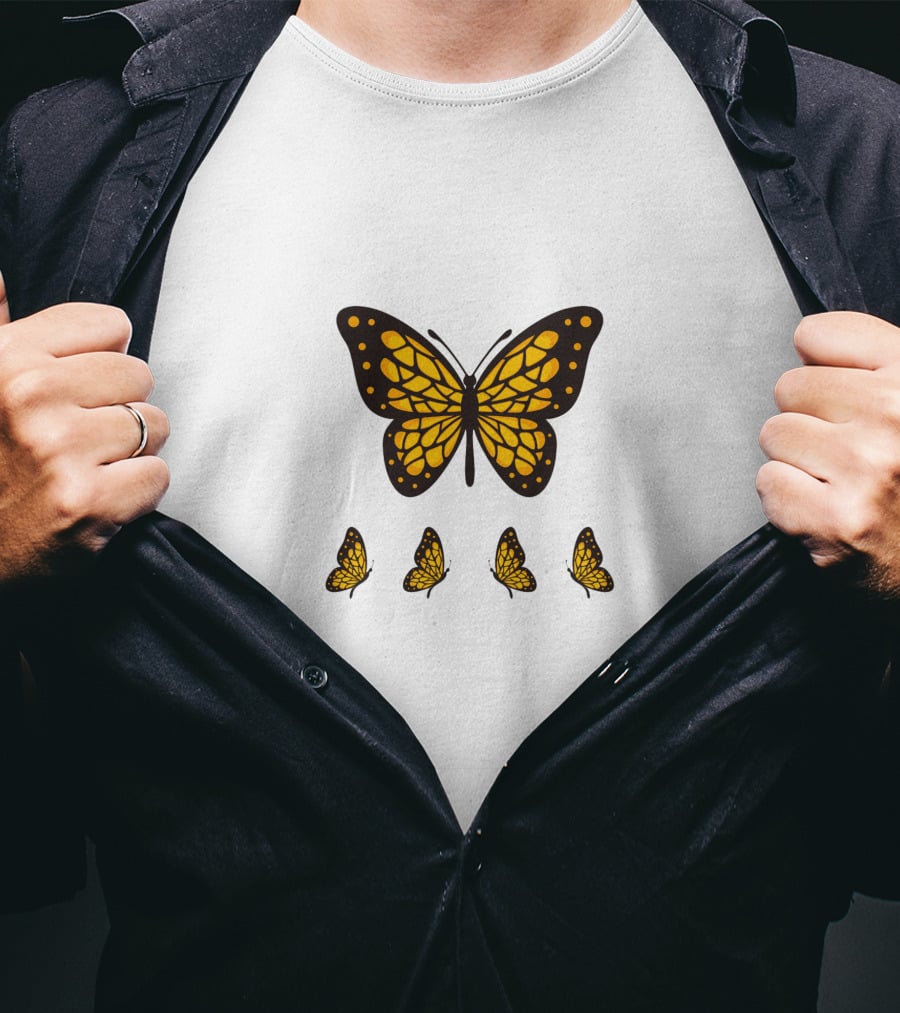 Yellow Butterfly Monarch Design Collection T-Shirt