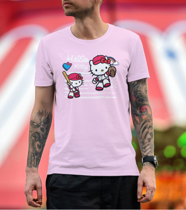 Premium T-Shirt: Hello Kitty Baseball American Flag Theme for Fans T-Shirt Hello Kitty Baseball American Flag Theme for Fans T-Shirt