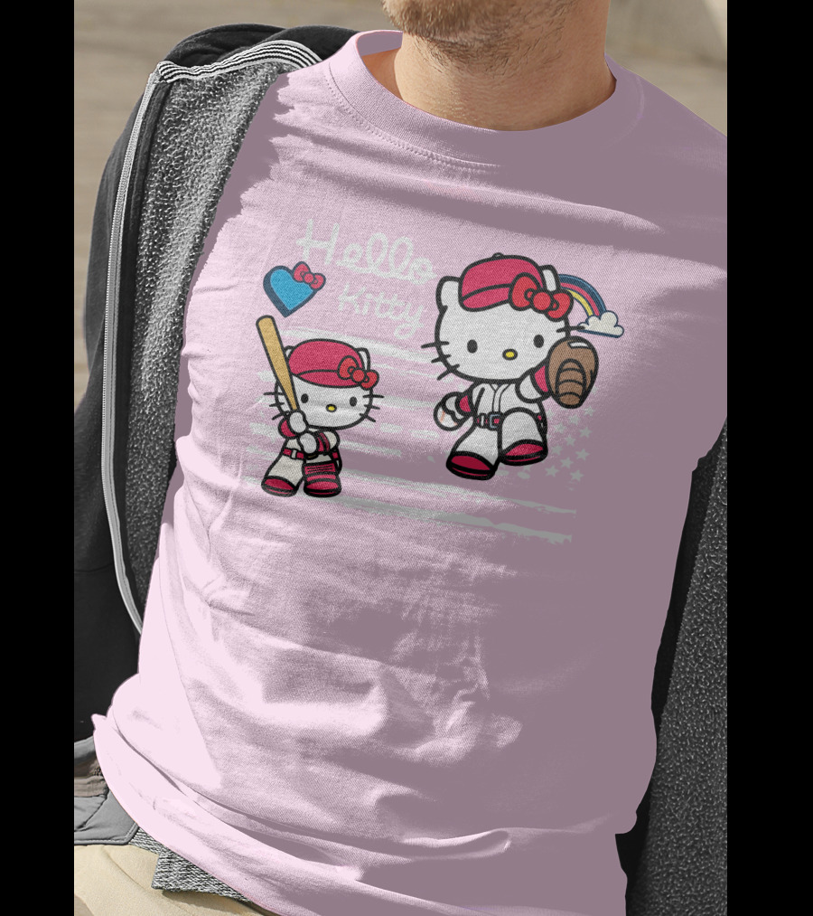 Hello Kitty Baseball American Flag Theme For Fans T-Shirt