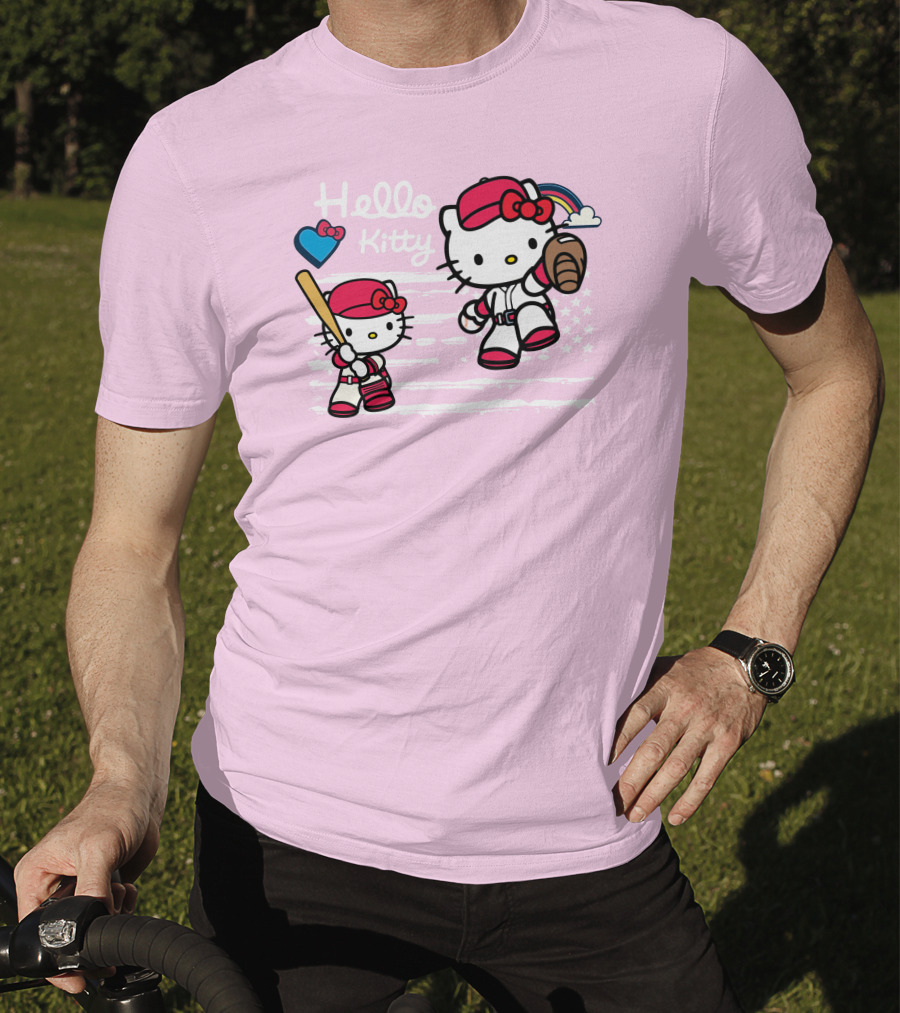 Hello Kitty Baseball American Flag Theme For Fans T-Shirt