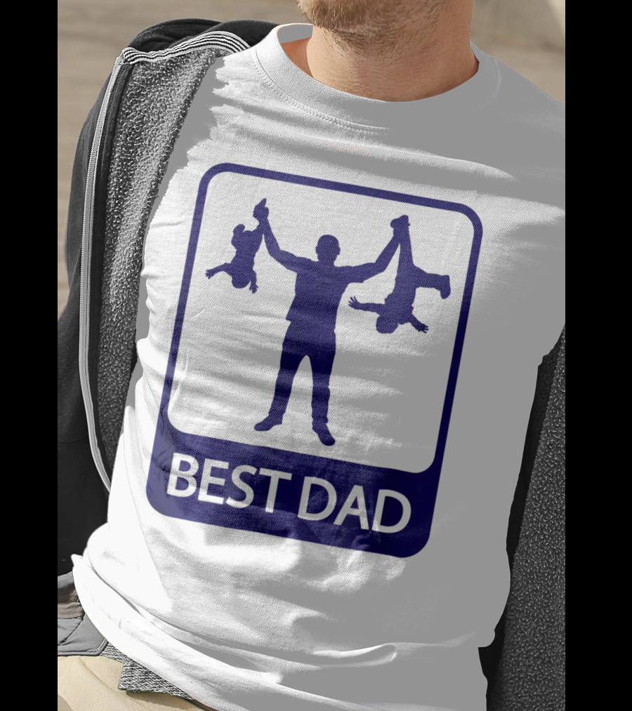 Best Dad Silhouette Holding Kids Playfully T-Shirt
