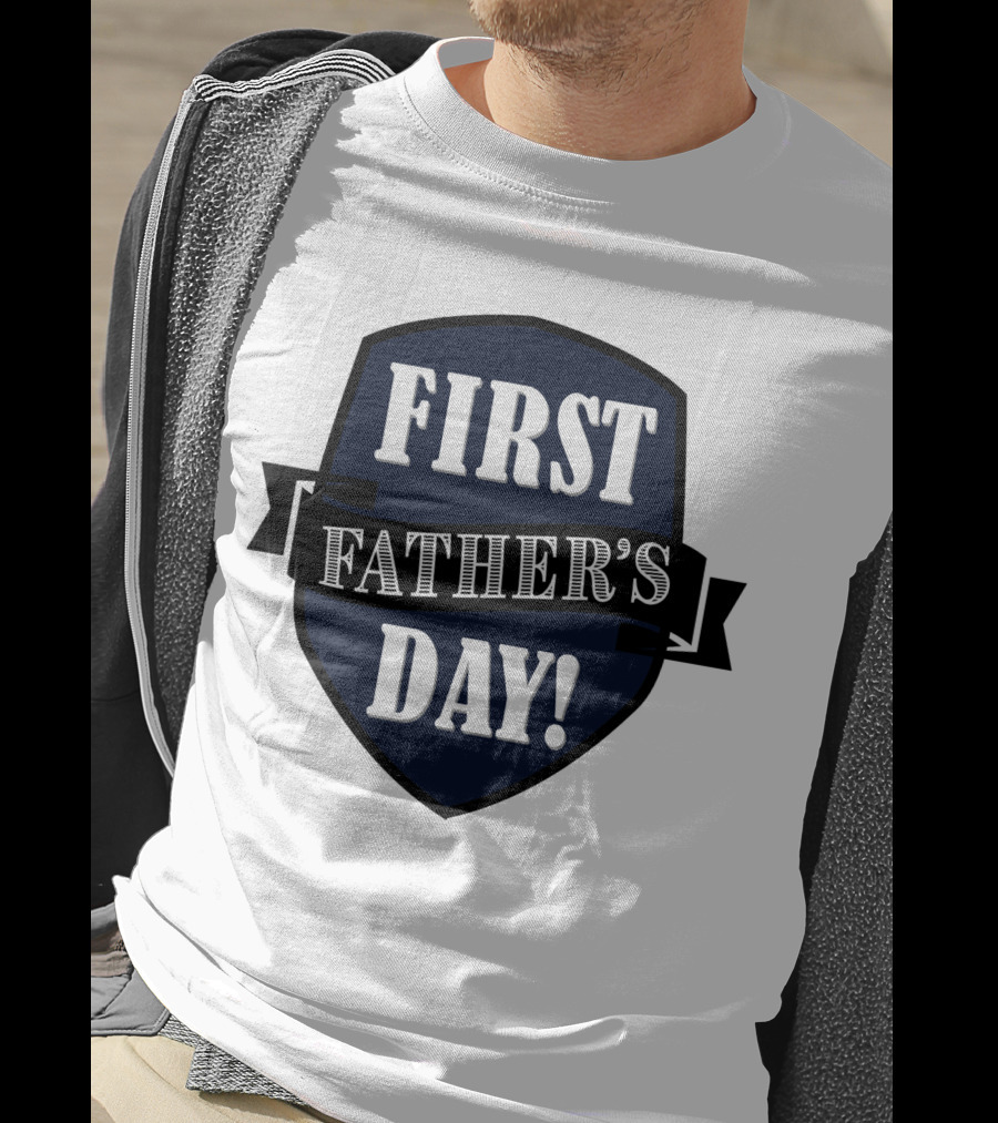 First Father's Day Shield Style Badge T-Shirt