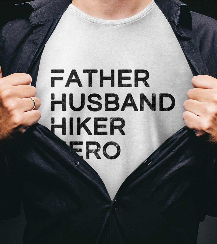 Father Husband Hiker Hero Logo Style Iconic T-Shirt
