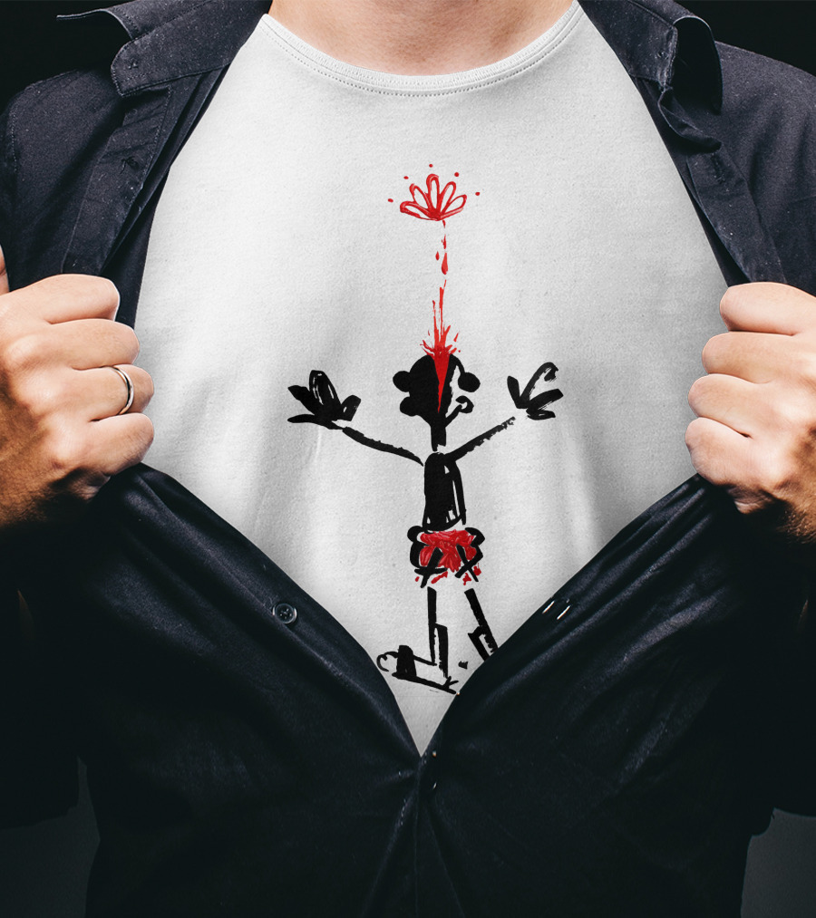 Lil Darkie Merch Lil Darkie Anxiety Cartoon Figure Red Splash T-Shirt