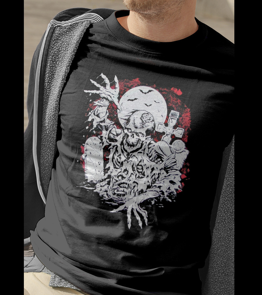 Summer Goth Zombie Undead Walking Corpse Horror Grave Moon T-Shirt