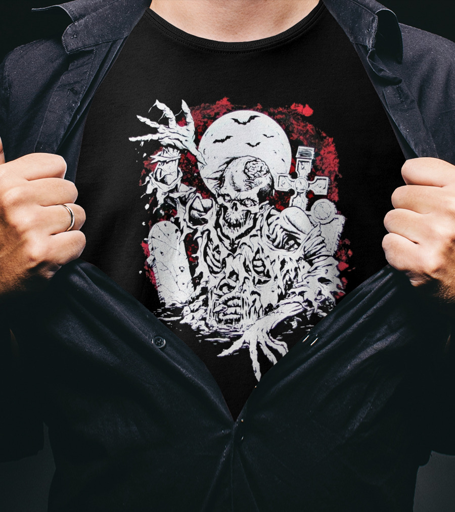 Summer Goth Zombie Undead Walking Corpse Horror Grave Moon T-Shirt