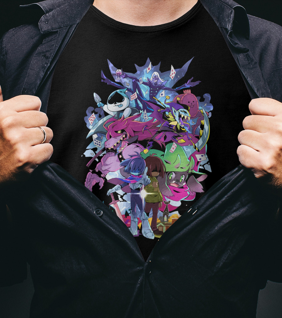 Deltarune Cast And Colorful Adventure Scene T-Shirt