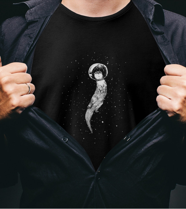 Drifting In Otter Space Floating Astronaut Otter Surrounded By Stars T-Shirt