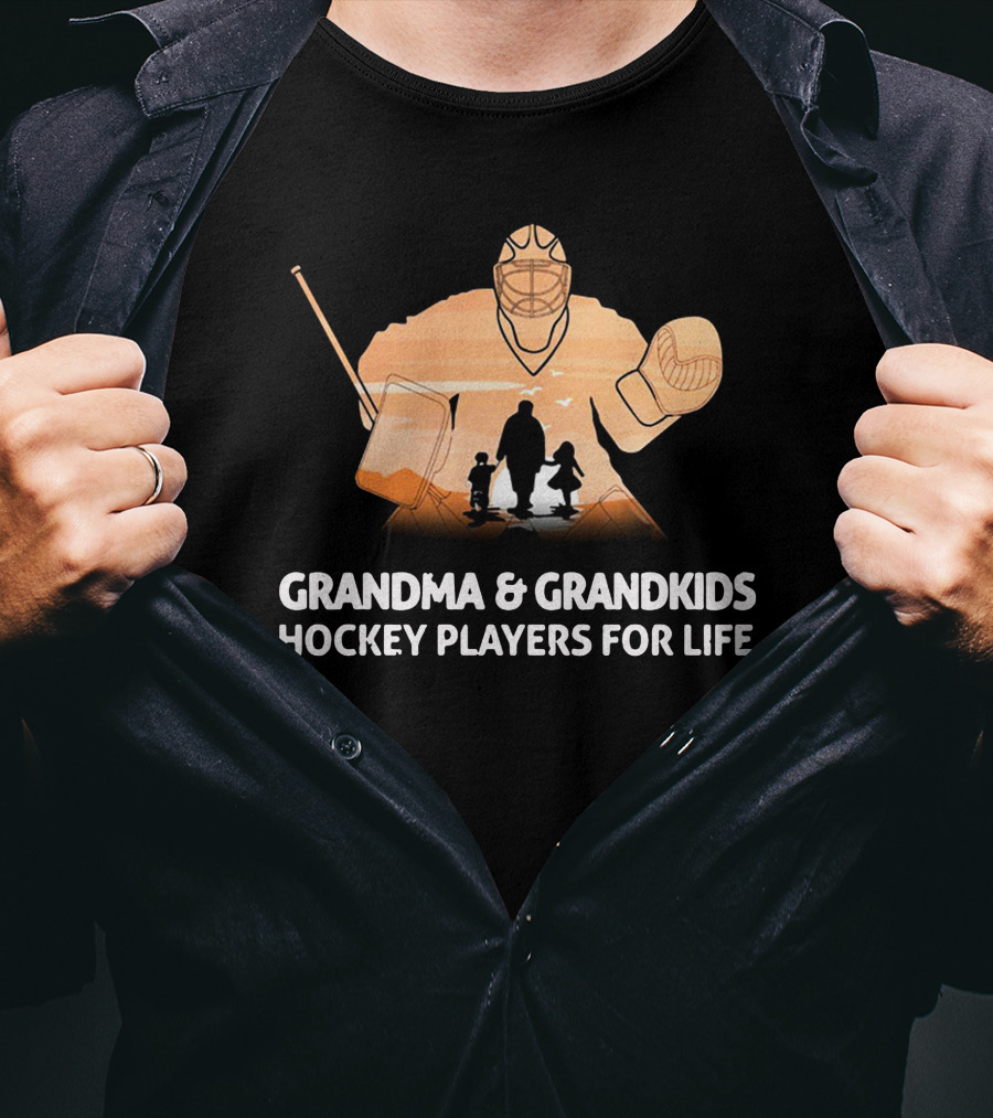Grandma And Grandkids Hockey Players For Life Hockey Gear T-Shirt