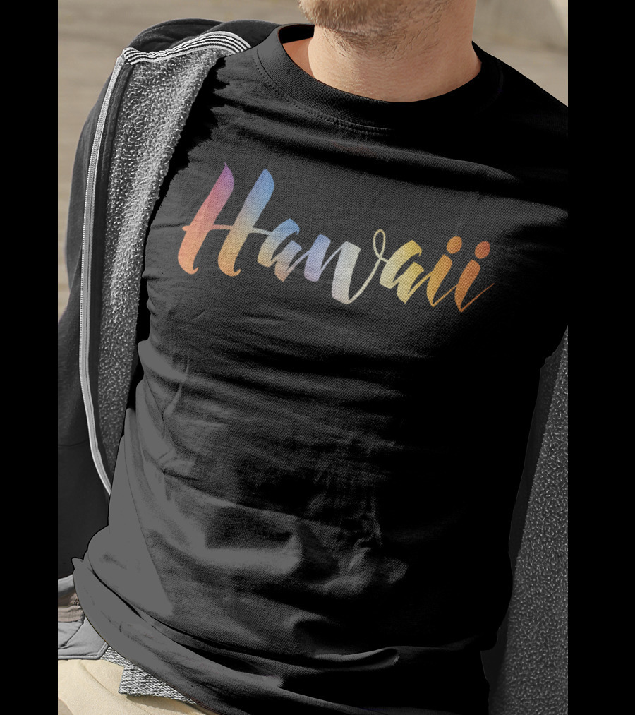 Hawaii Watercolor Gradient Lettering T-Shirt