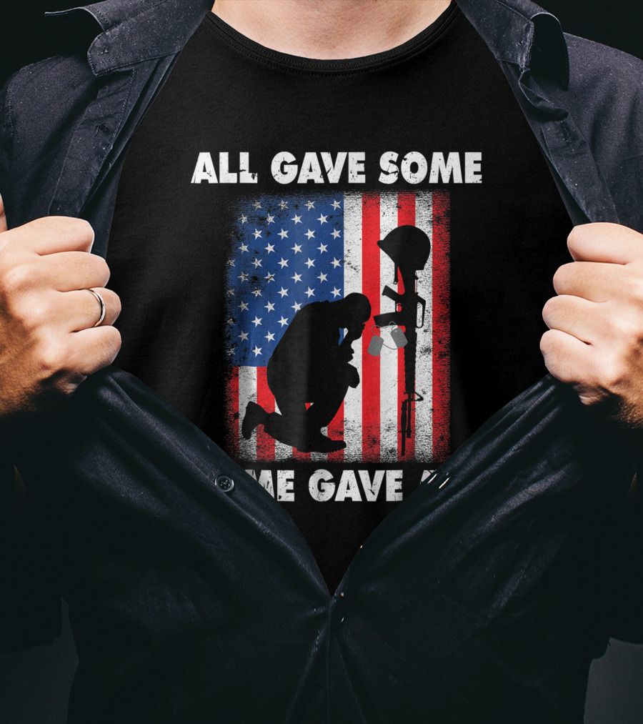 All Gave Some Some Gave All Veteran Memorial Day USA Flag T-Shirt