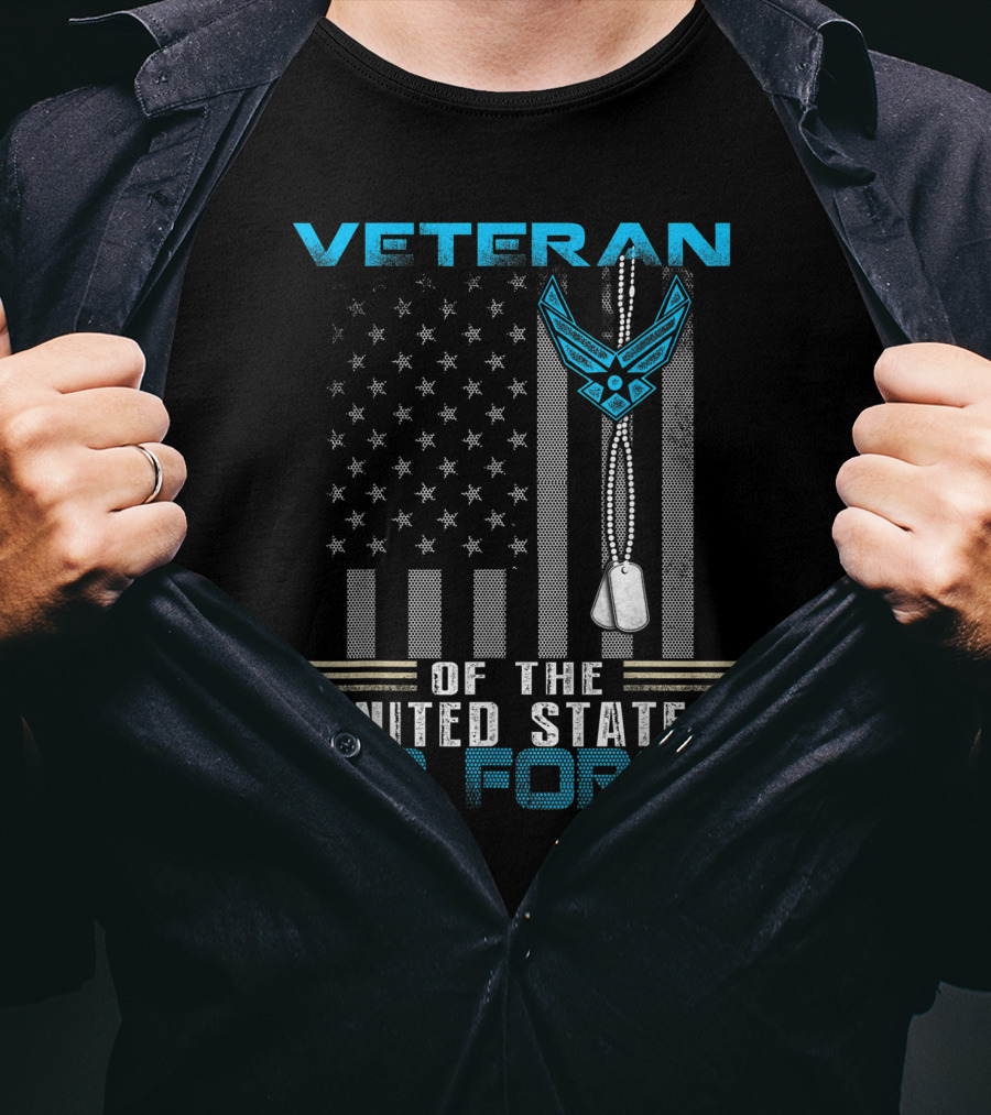 Veteran United States Air Force With Dog Tags And Flag T-Shirt