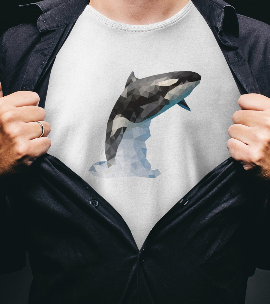 Dophil Jump Geometric Dolphin In Mid-Leap T-Shirt