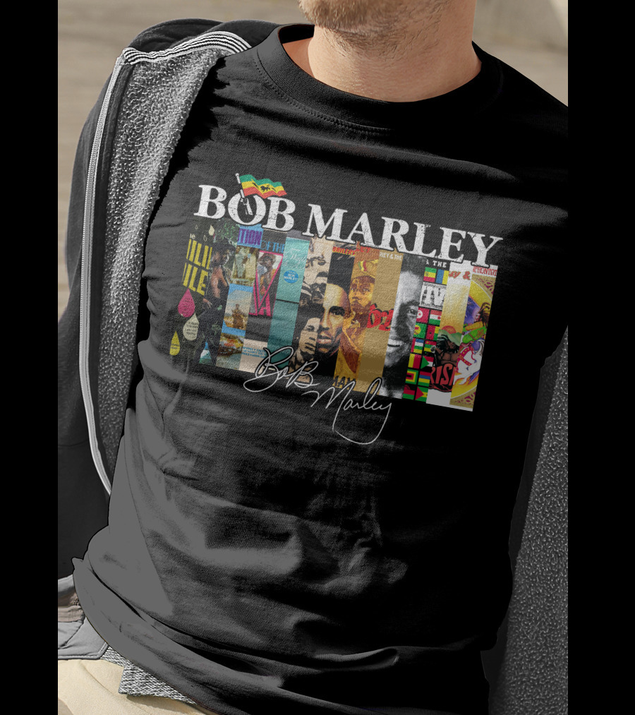 Bob Marley Album Covers Collage Signature T-Shirt