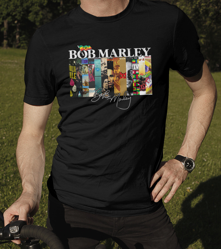 Bob Marley Album Covers Collage Signature T-Shirt