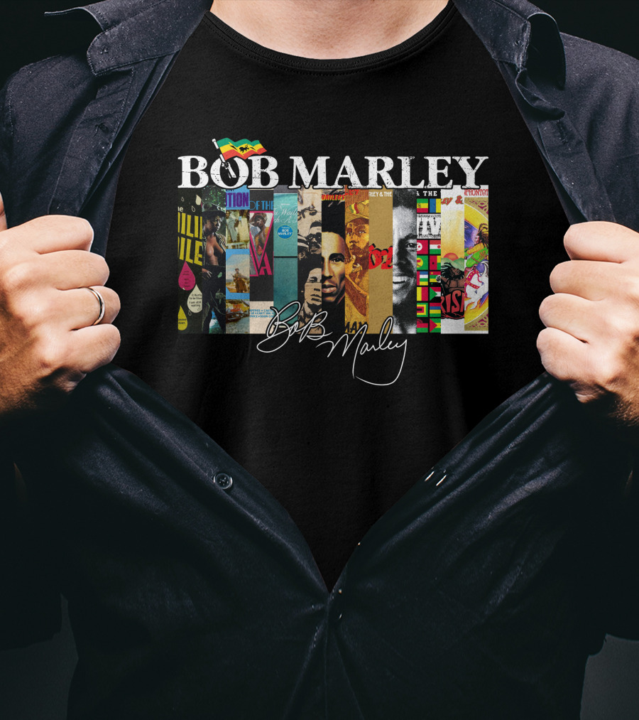 Bob Marley Album Covers Collage Signature T-Shirt