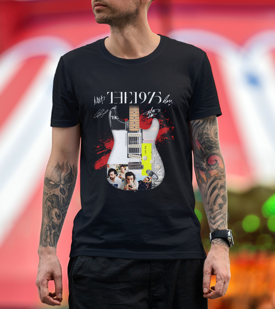 The 1975 Signed Guitar Collage Album T-Shirt
