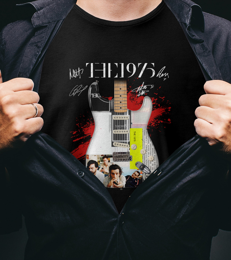 The 1975 Signed Guitar Collage Album T-Shirt