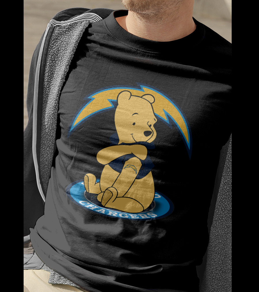 Pooh Chargers Crossover With NFL Lightning T-Shirt