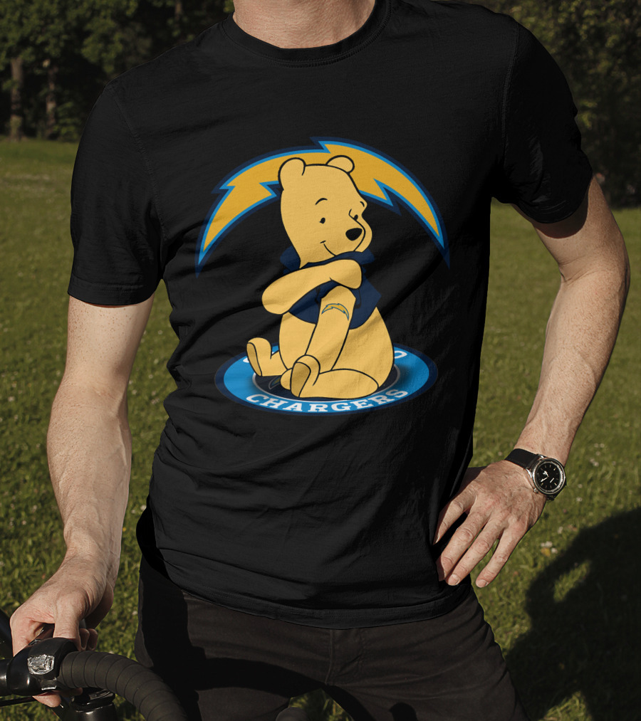 Pooh Chargers Crossover With NFL Lightning T-Shirt