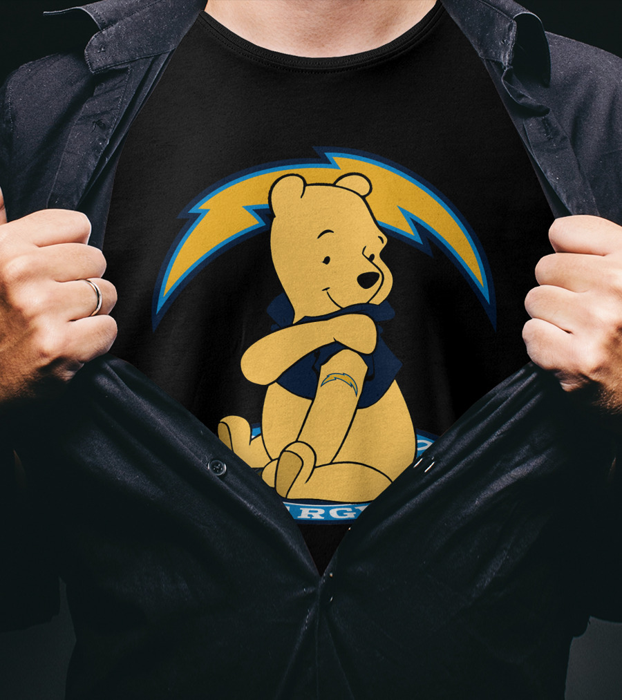 Pooh Chargers Crossover With NFL Lightning T-Shirt