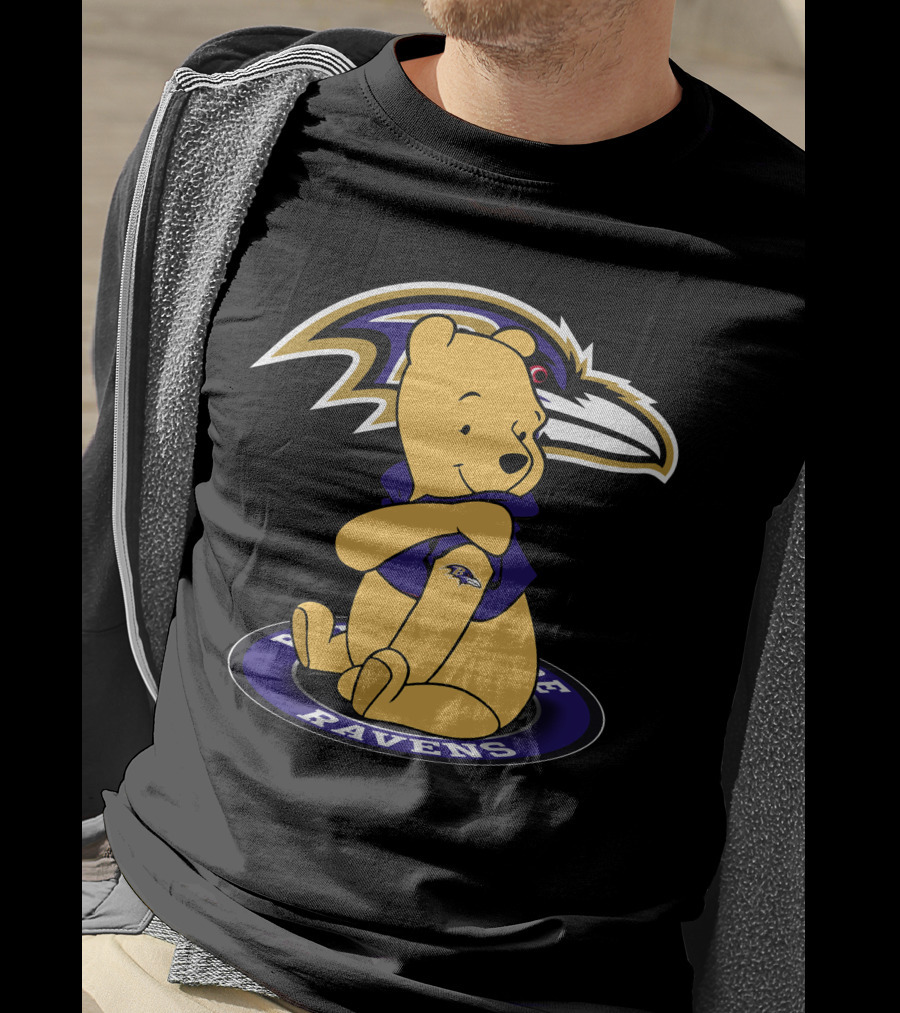 Winnie Pooh Baltimore Ravens Crossover T-Shirt